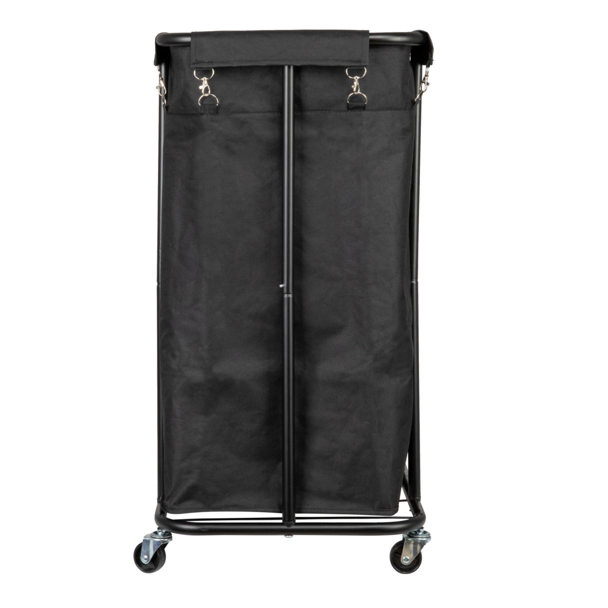 Household Essentials 34" Long Black 3-Bag Rolling Laundry Sorter